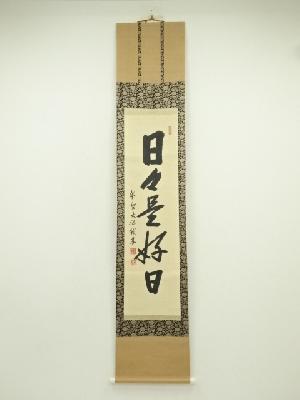 大徳寺　尾関桃林筆　「日々是好日」一行書　肉筆紙本掛軸（保護箱）